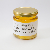 Honigglas mit Musteretikett
