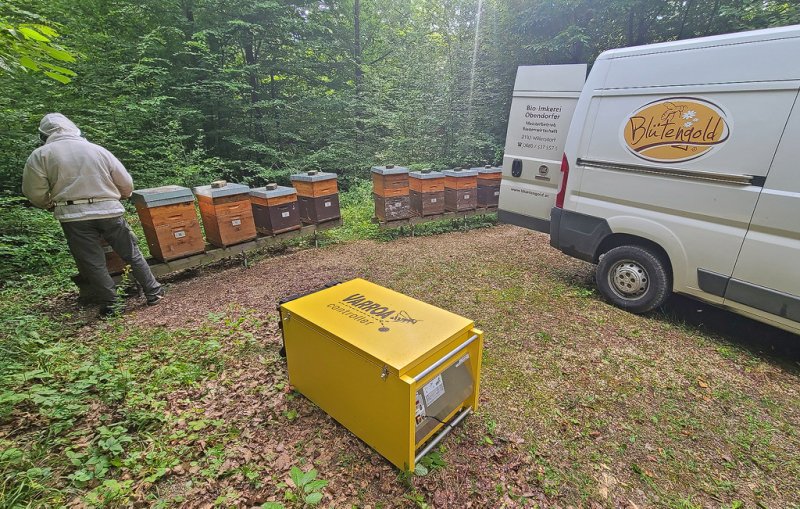 Bienenstand mit Varroacontroller Imer und Auto
